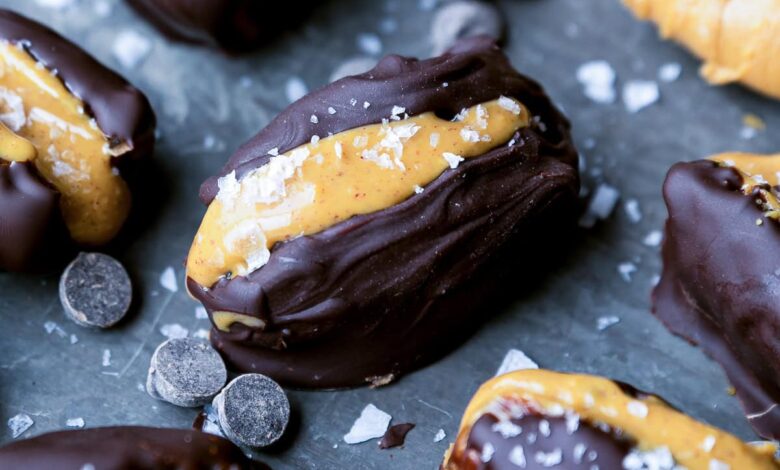 Peanut Butter Chocolate Covered Stuffed Dates