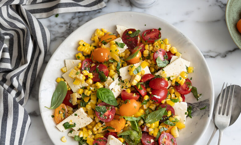 Corn Salad with Tomatoes, Feta, and Herbs recipe