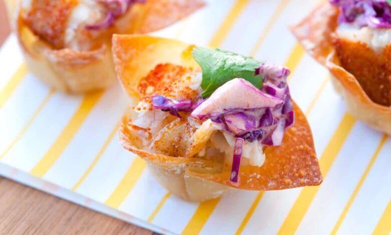 Mini Fish Tacos with Chipotle Slaw